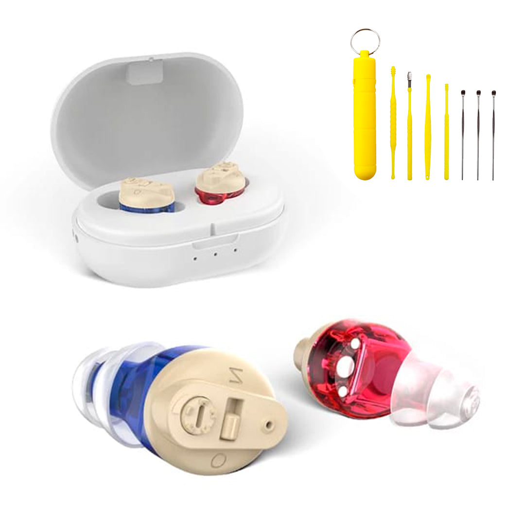 Audífono para Sordos Individual – (Perdida Moderada de Audición) + Kit de Limpieza para Oídos de Regalo.