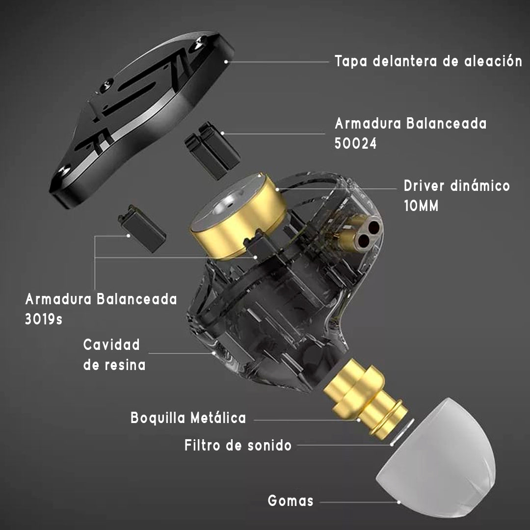 Audífonos Monitores KZ ZS10 Pro X + Espumas Acústicas