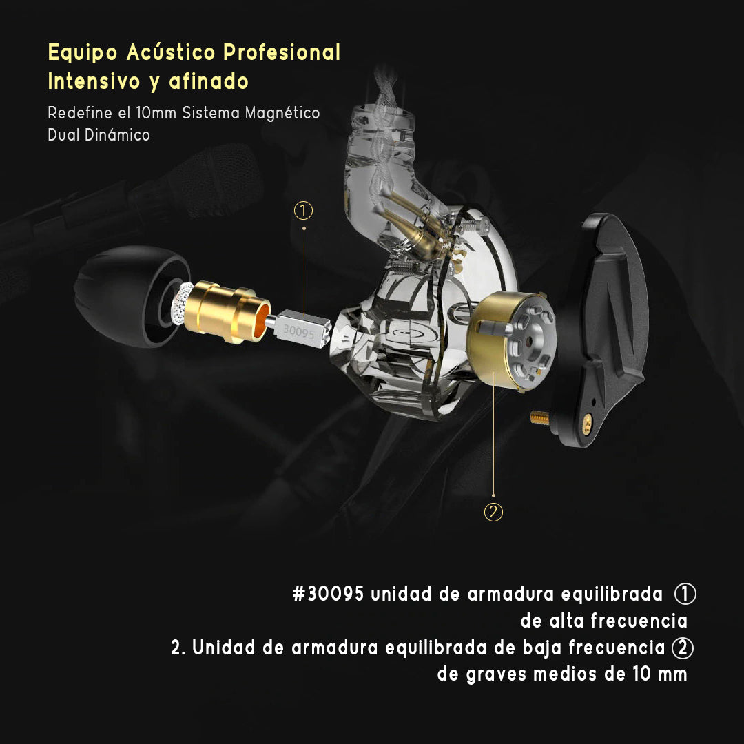 Audífonos In ears KZ ZSN PRO X + Espumas acústicas + Estuche